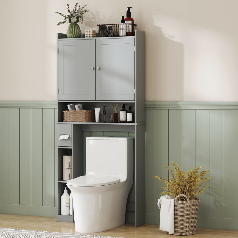Freestanding Bathroom Cabinet with Doors and Adjustable Shelves for Organization image number 6