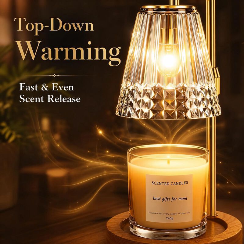 Candle Warmer Lamp with Timer & Dimmer, Adjustable Height for Jar Candles, Wood Base, Home Decor for Home Living Room image number 6
