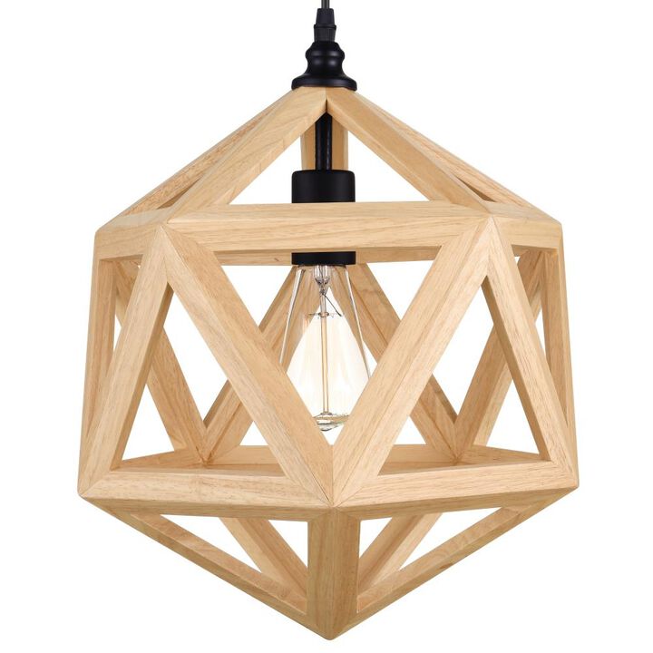 Lante 1 Light Pendant With Black & Wood Finish