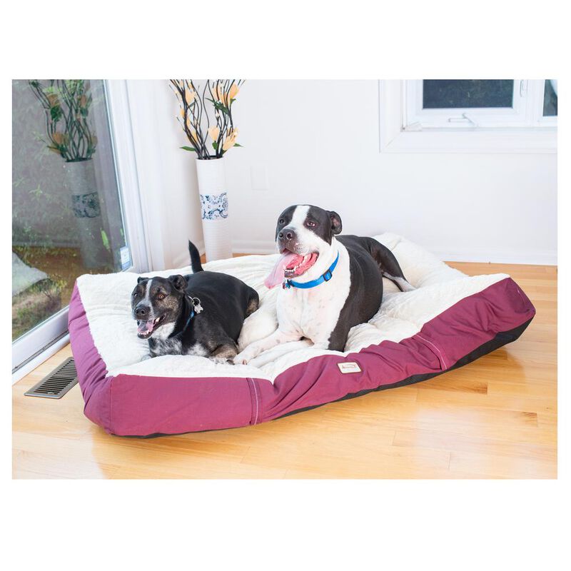 Armarkat Double Extra Large Pet Bed Mat With Poly Fill Cushion, In Ivory & Burgundy