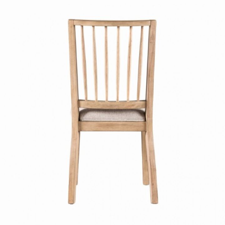 Lucas Dining Side Chair Set of 2, Slatted Back, Natural Brown Wood