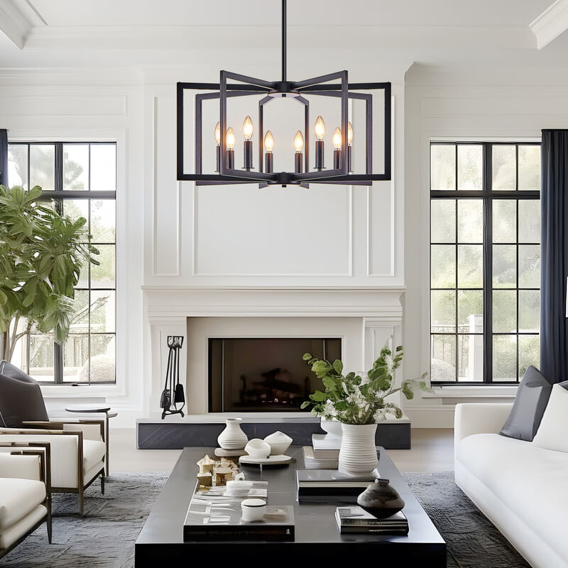 ELEMENT ACE Modern 6-Light Geometric Pendant Chandelier Open Frame Hard-Wired Ceiling Mount Light Fixture for Living Room, Dining Room, Kitchen Areas image number 5