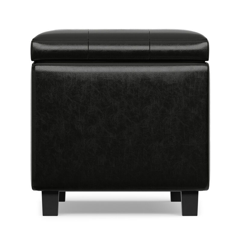 Cosmopolitan 34 inch Wide Transitional Rectangle Storage Ottoman in Midnight Black Vegan Faux Leather, Assembled image number 4