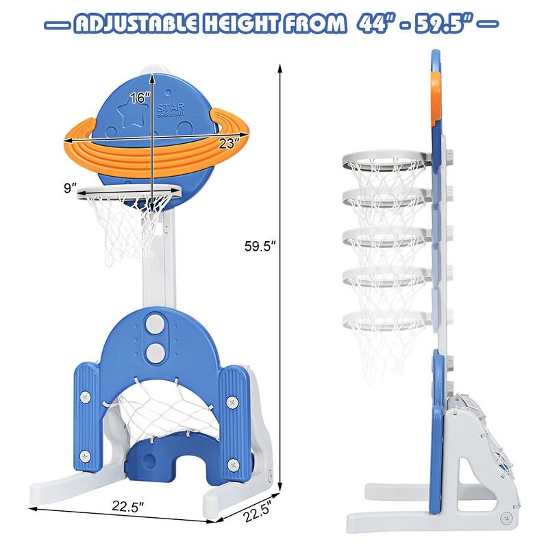 3-in-1 Basketball Hoop Set for Kids, Includes Balls for Active Play