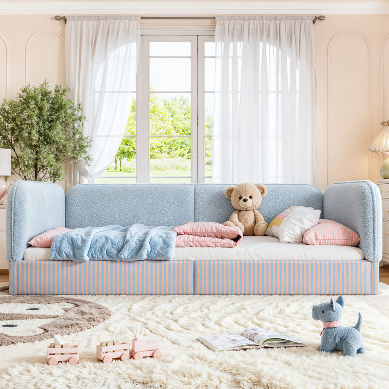 Hemzas Teddy Boucl&eacute; Upholstered Kids Daybed Frame image number 2