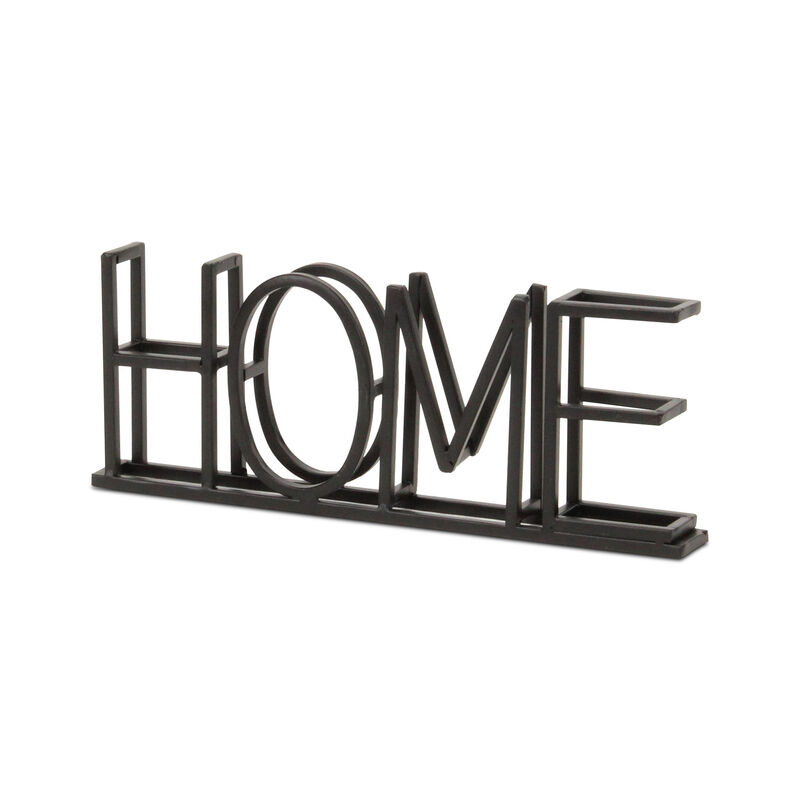 HomeRoots 11" Black Metal Home Tabletop Sign image number 2