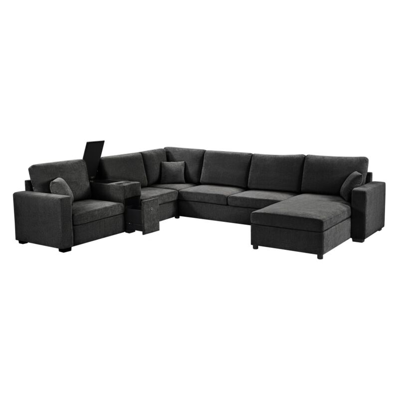 Guftem Modern 5‑Seat U‑Shaped Chenille Sectional Sofa image number 6
