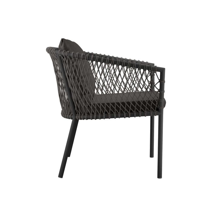 Modway Sailor Aluminum and Fabric Outdoor Patio Dining Armchair in Charcoal