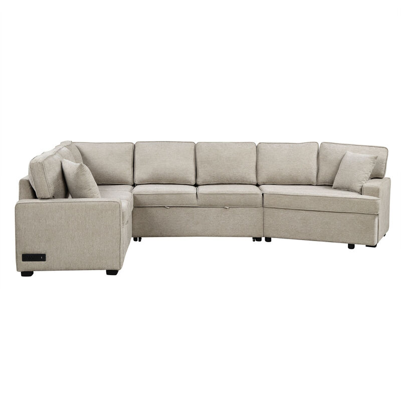 Merax L-shaped Sofa Chenille Sectional Sofa image number 0