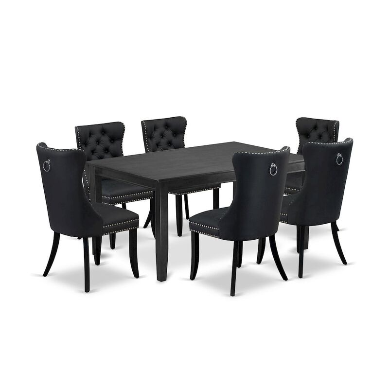 7 Piece Kitchen Table & Chairs Set Consists of a Rectangle Dining Table