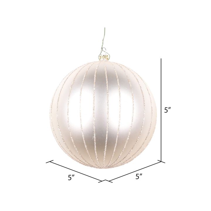 Oat Matte Glitter Ball Ornament 4/bag