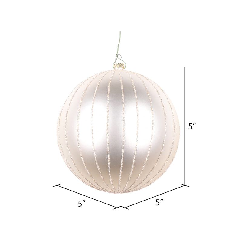 Oat Matte Glitter Ball Ornament 4/bag image number 1