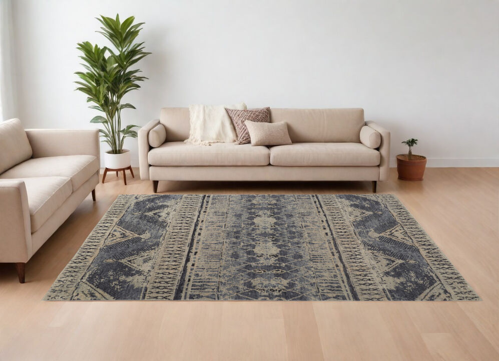 HomeRoots Wool Floral Hand Knotted Area Rug