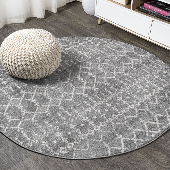 Moroccan Hype Boho Vintage Diamond Round Area Rug