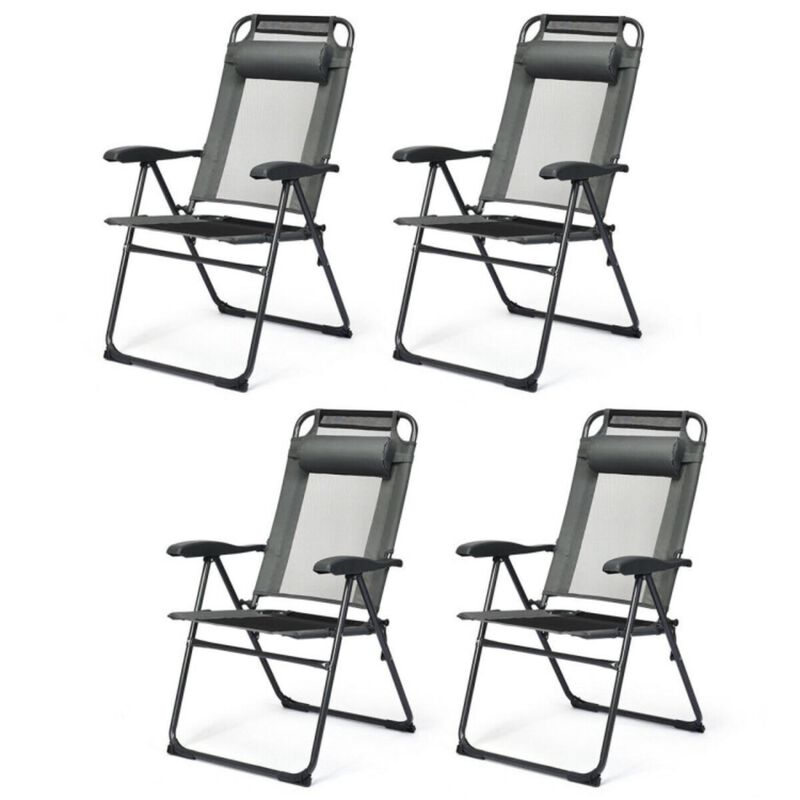 Hivvago 4 Pieces Patio Garden Adjustable Reclining Folding Chairs with Headrests