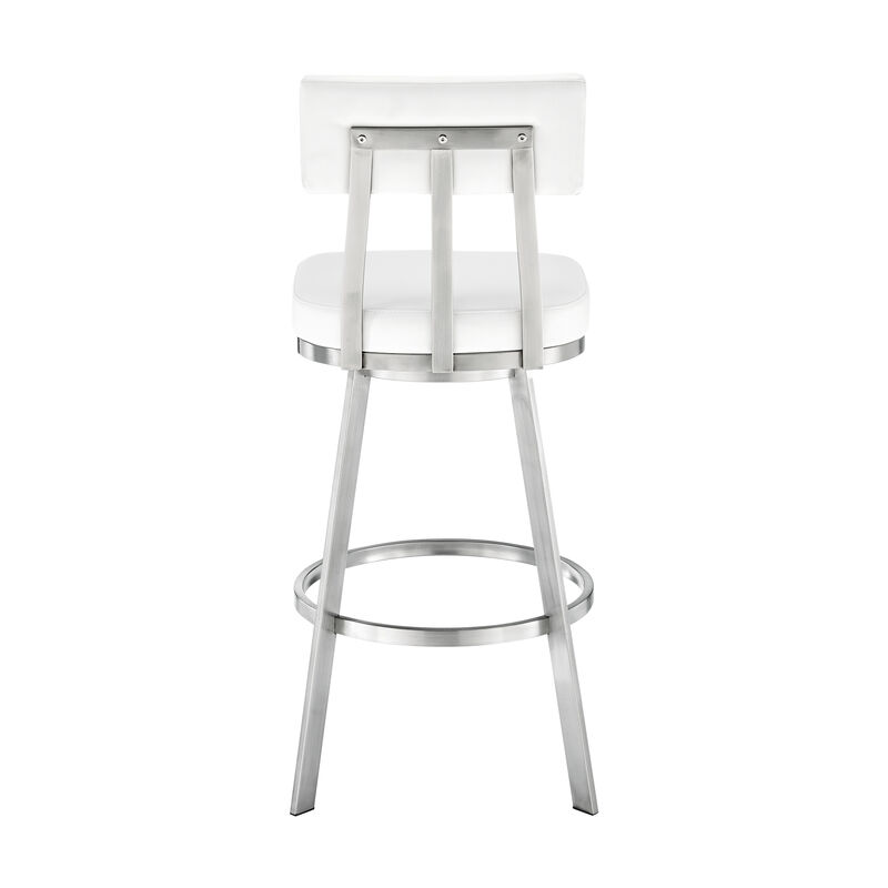 Jinab Swivel Stool in Brushed Stainless Steel with Black Faux Leather