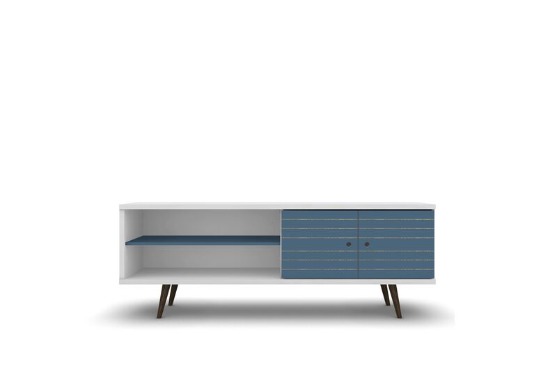 Liberty Large TV Stand in White and Blue