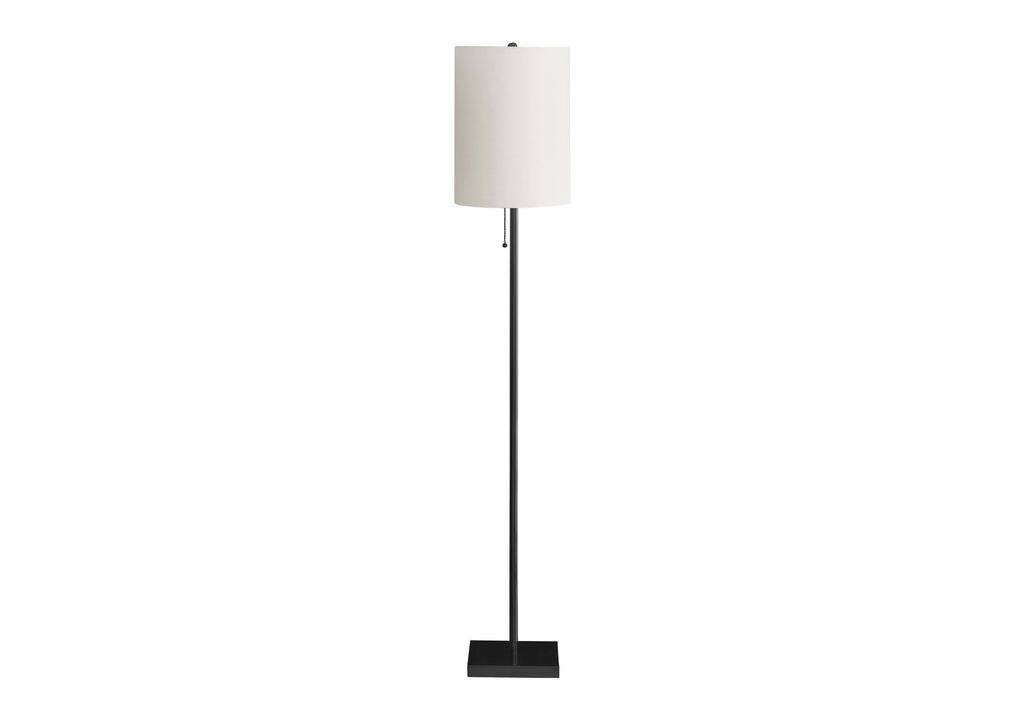 Monarch Specialties I 9758 Lighting, 62" H, Floor Lamp, Black Metal, Ivory/Cream Shade, Contemporary