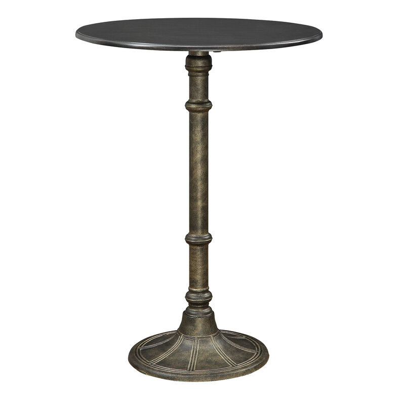 Round Industrial Metal Counter Height Table, Black-Benzara image number 1