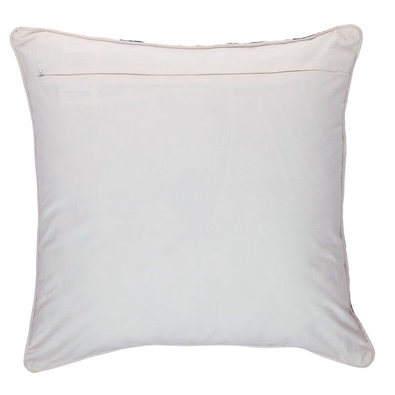 HomeRoots 20" Blue and Brown Quatrefoil Wool Throw Pillow With Embroidery image number 2