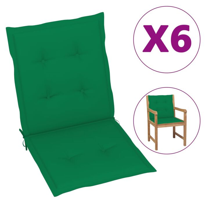 vidaXL Garden Chair Cushions 6 pcs Green 39.4"x19.7"x1.6"