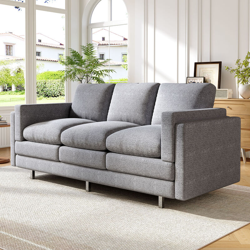 Merax Modern 3-Seater Chenille Sofa with Double-Layer Armrest image number 2