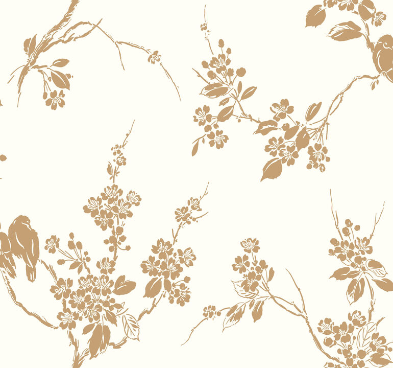 Imperial Blossoms Branch Gold Metallic Wallpaper