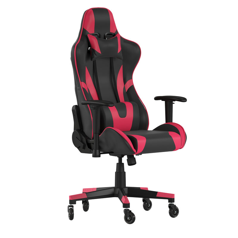 X20 Gaming Chair Racing Office Computer PC Adjustable Chair with Reclining Back and Transparent Roller Wheels in   LeatherSoft