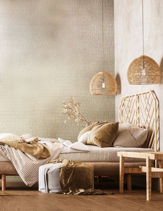 Kumano Ruche Silk Beige Wallpaper 34505