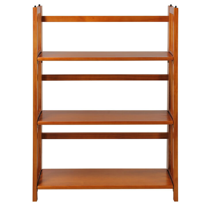 Casual Home 3-Shelf Folding Stackable Bookcase (27.5" Wide)-Honey Oak