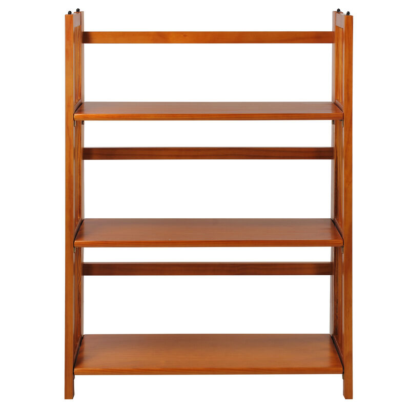 Casual Home 3-Shelf Folding Stackable Bookcase (27.5" Wide)-Honey Oak