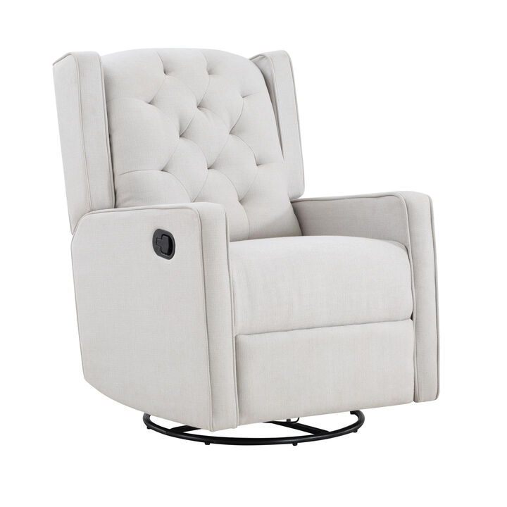 Milah Tufted Swivel Glider Recliner In Light Fabric