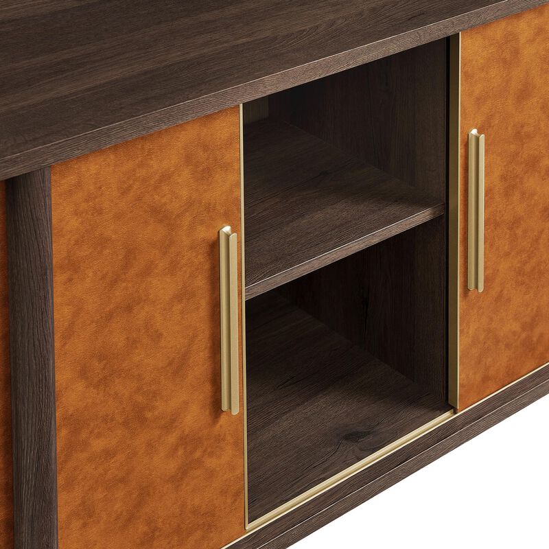 Coralie 63" Oval Leather Sideboard image number 8