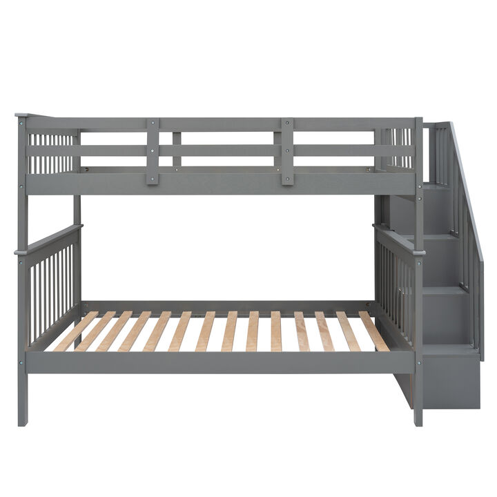 Modern Storage Bunk Bed with Open Shelves