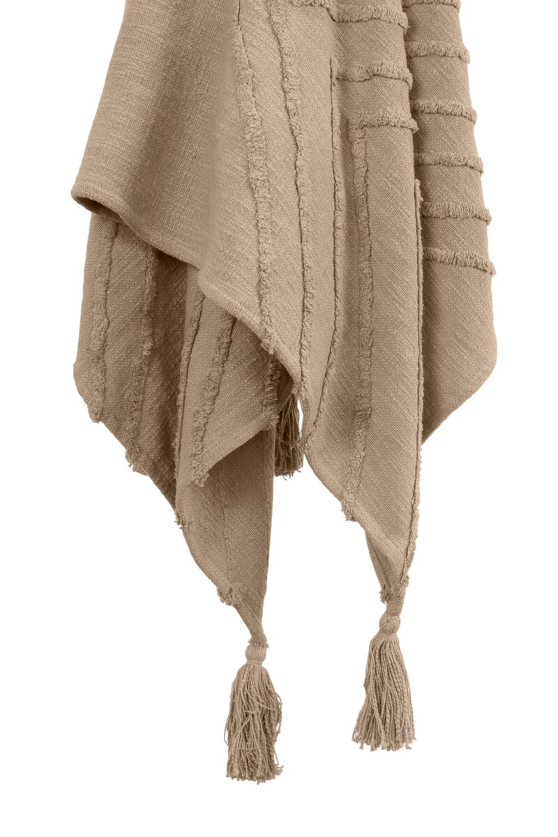 HomeRoots 50" X 60" Brown Cotton Woven Geometric Throw Blanket with Tassels image number 2