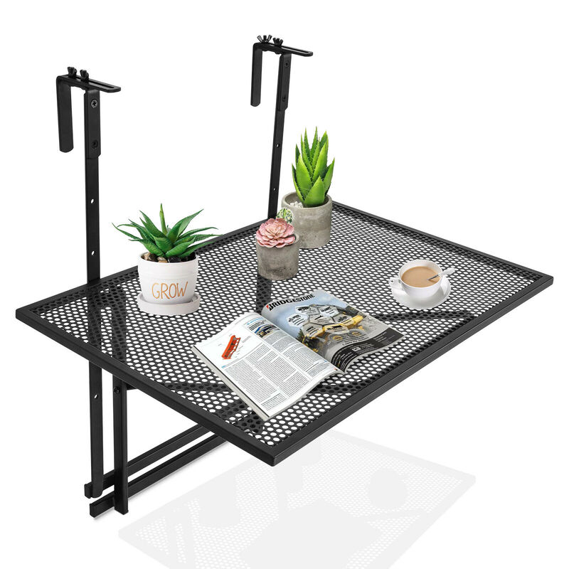 Railing Folding Table with 5-Level Adjustable Heights