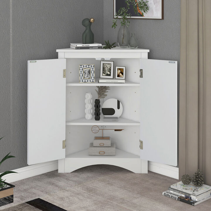 ELEMENT ACE Triangle Bathroom Storage Cabinet with Adjustable Shelves Freestanding Floor Cabinet