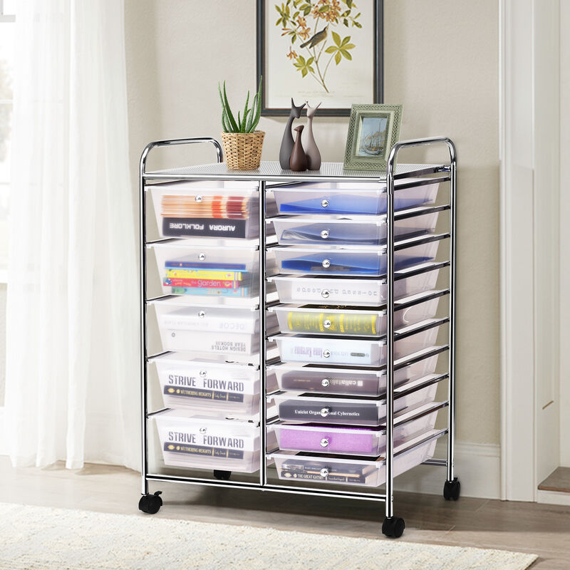 15-Drawer Utility Rolling Cart with Multi-Purpose Storage Drawers image number 6