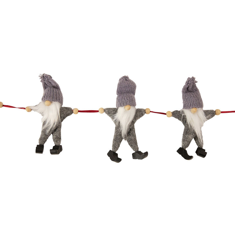 30" Gray and White Knit Gnome Novelty Christmas Garland image number 1