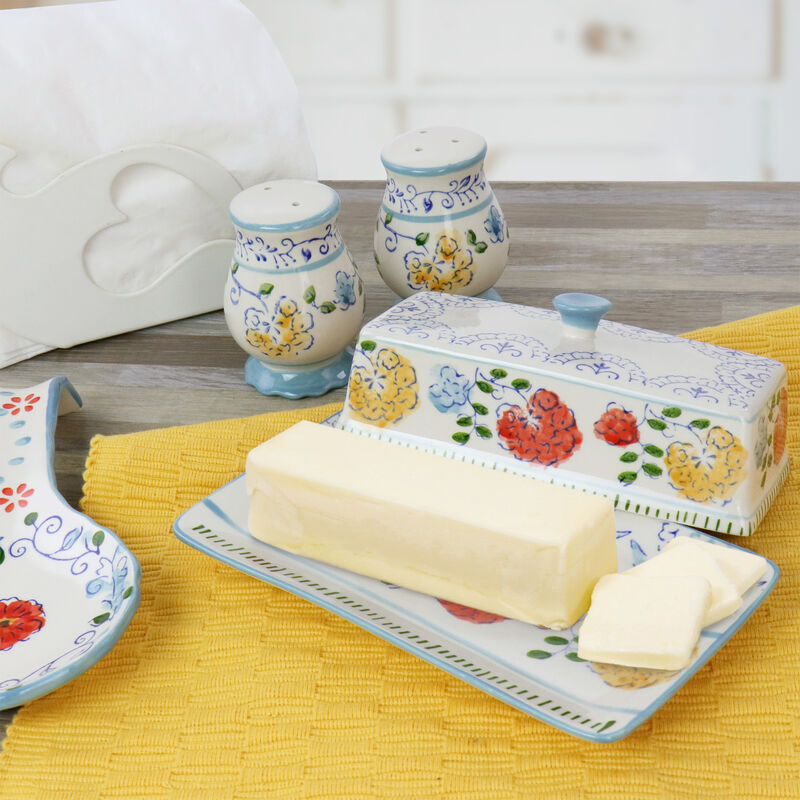 Gibson Elite Anaya 5 Piece Hand Painted Stoneware Table Accessory Set