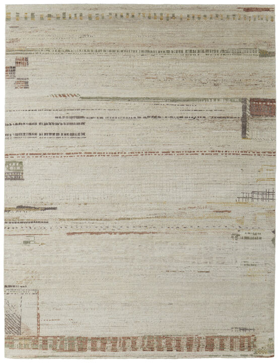 HomeRoots Wool Abstract Hand Knotted Area Rug