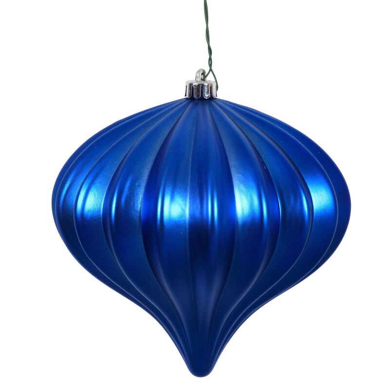 Vickerman 5.7" Blue Matte Onion Christmas Ornament, UV Treated, Set of 3 image number 0