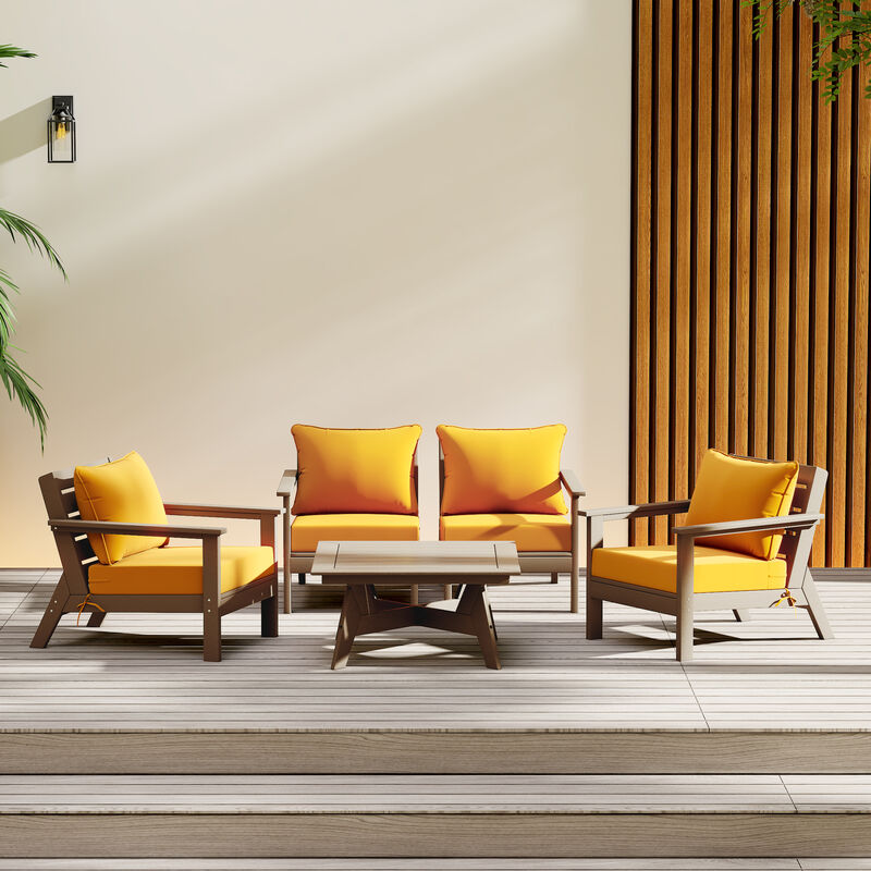 WestinTrends Outdoor 5-Piece Modular Sectional Patio Furniture Sofa Set