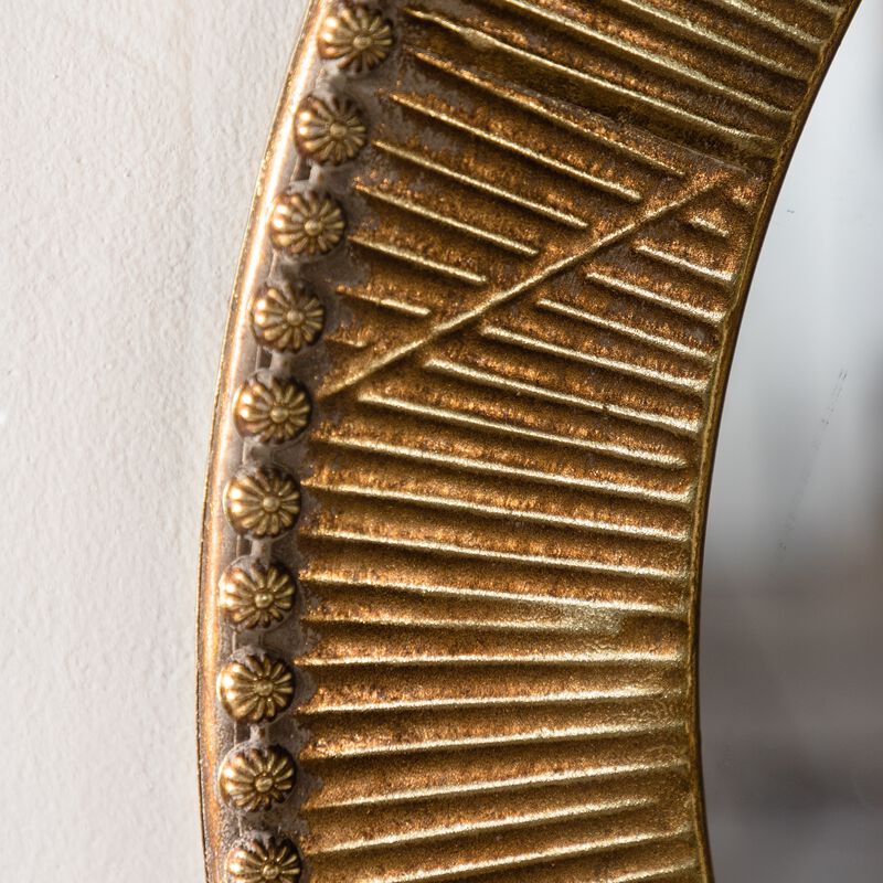 31.3"Gold Textured Round Wall Mirror-Decorative Mirror, Boho Accent Mirror image number 6