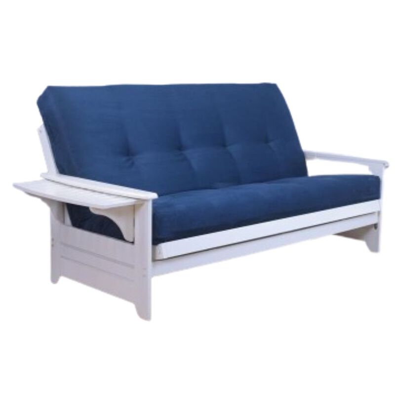 Phoenix Frame-Antique White Finish-Suede Navy Mattress
