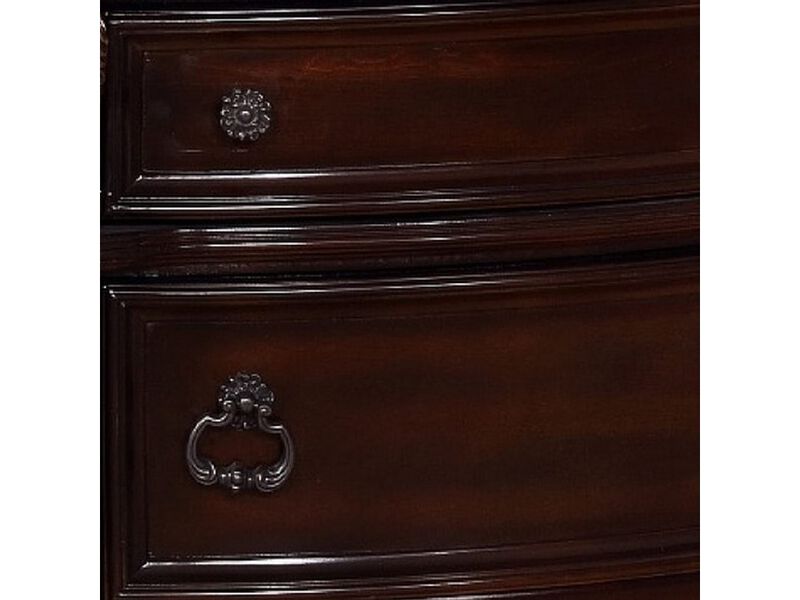 Sany Wooden Nightstand with Three Spacious Drawers and Bun Feet, Cherry Brown - Benzara