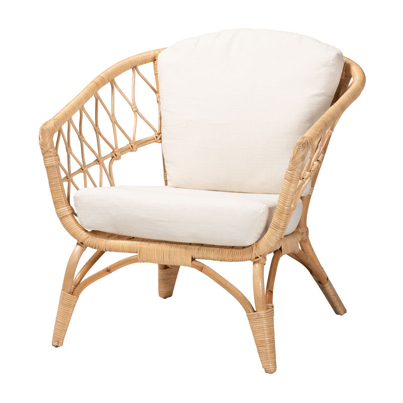 Bali & Pari Feya Modern Bohemian Natural Brown Antique Rattan Armchair