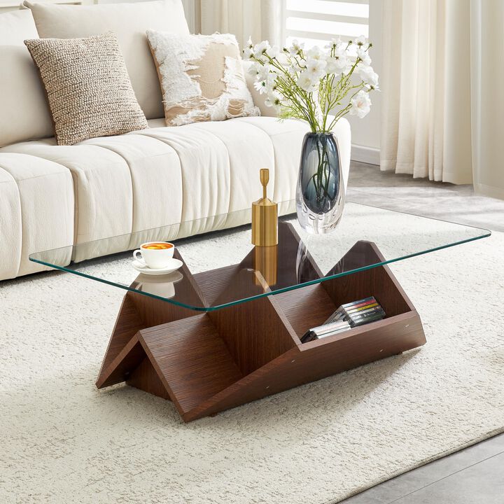 Molcul Tempered Glass & MDF Coffee Table