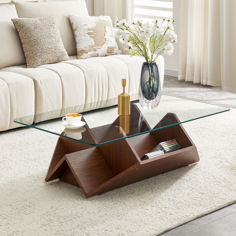 Molcul Tempered Glass & MDF Coffee Table image number 1