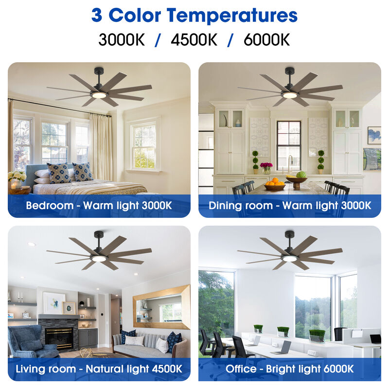 60 in. Matte Black Windmill Integrated LED Dimmable Ceiling Fan with Light and Remote